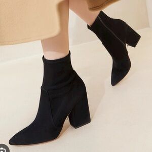 LOEFFLER RANDALL ISLA SUEDE ANKLE BOOTIES Size 8 in Black